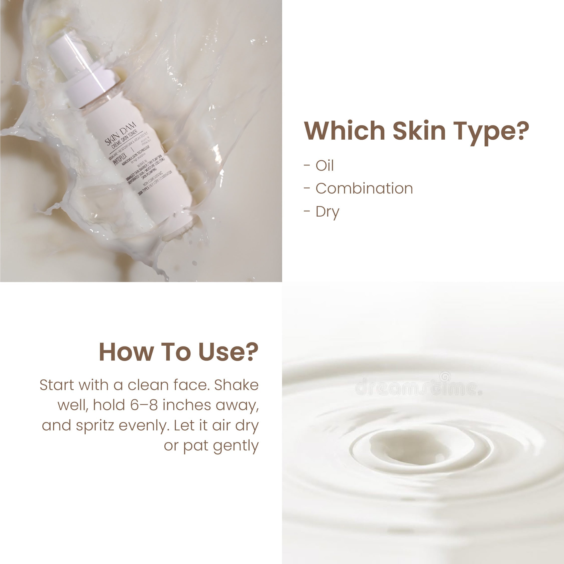 Personal Touch Skindam Creme Milky Skin Toner & Mist 100ml - Pack of 1