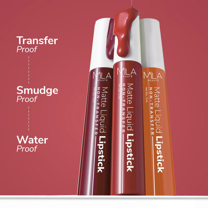 Mila Beaute Non Transfer Liquid Lipstick Set of 3
