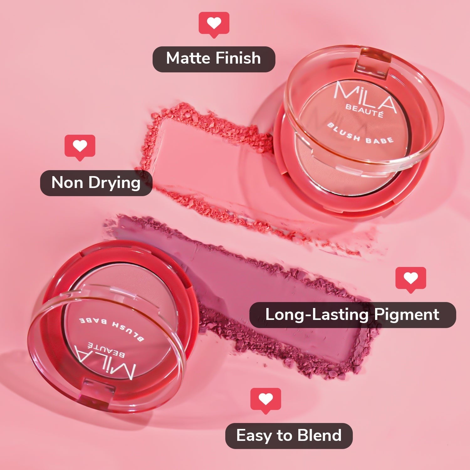 Mila Beaute Matte Finish Blush Babe Powder Blush