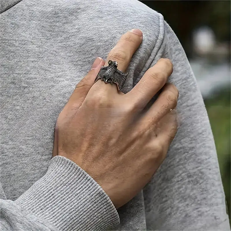 Salty Spooky Bat Silver Ring