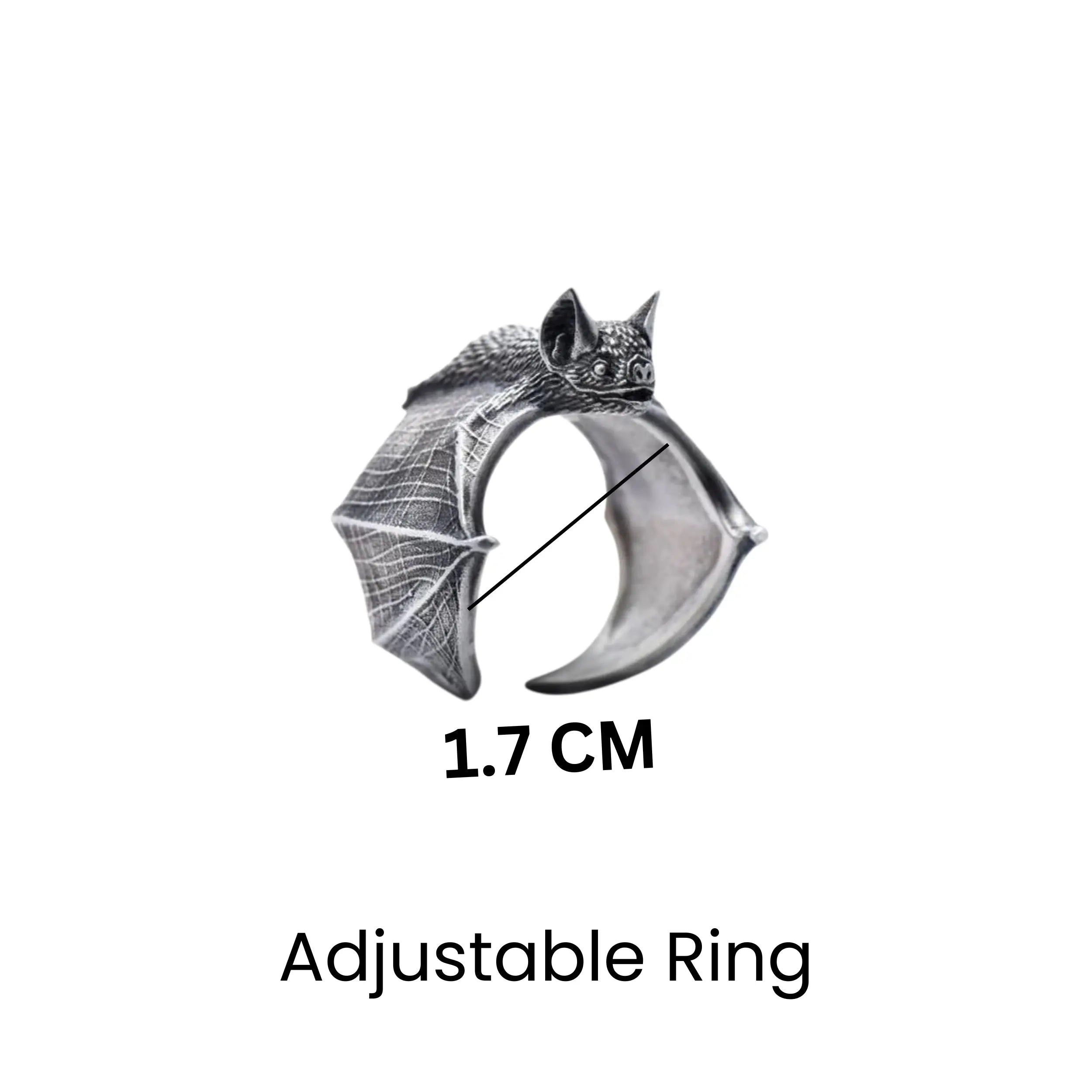 Salty Spooky Bat Silver Ring