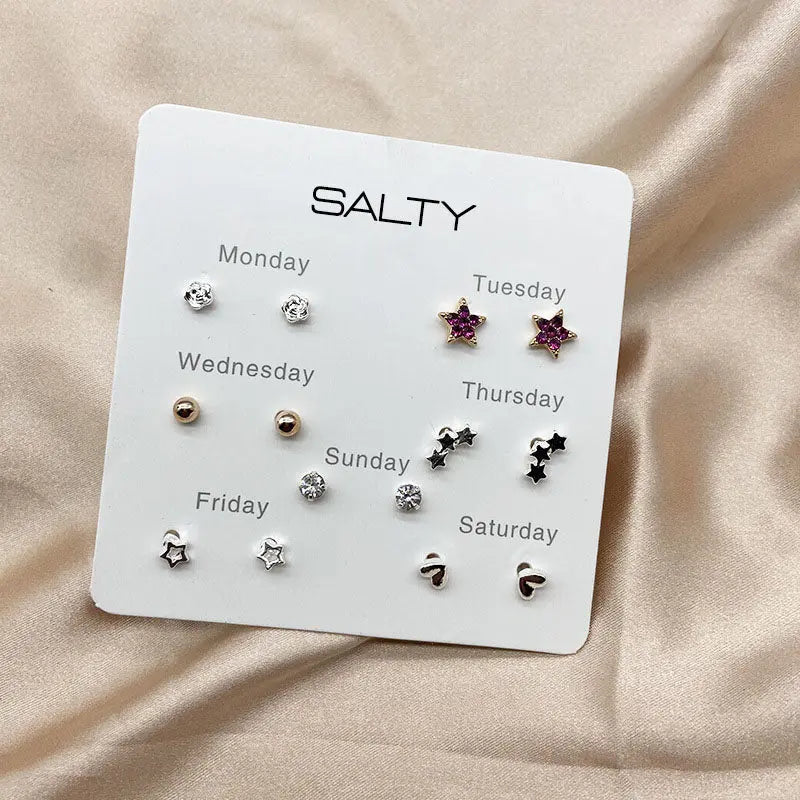 Salty "Starry" Weekly 7 Stud Earrings Set