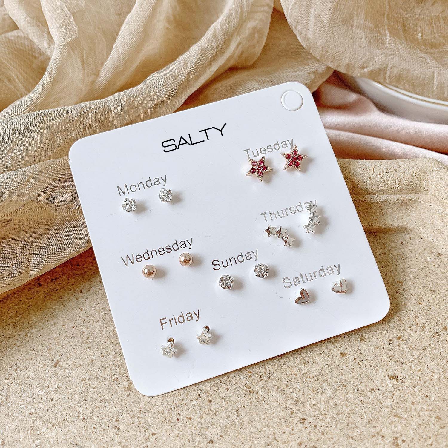 Salty "Starry" Weekly 7 Stud Earrings Set