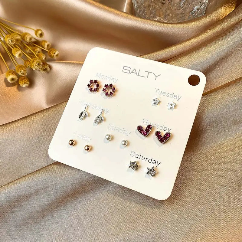Salty "Summer" Weekly 7 Stud Earrings Set