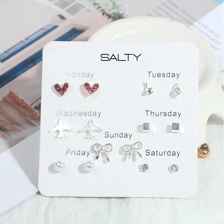 Salty "Travel" Weekly 7 Stud Earrings Set