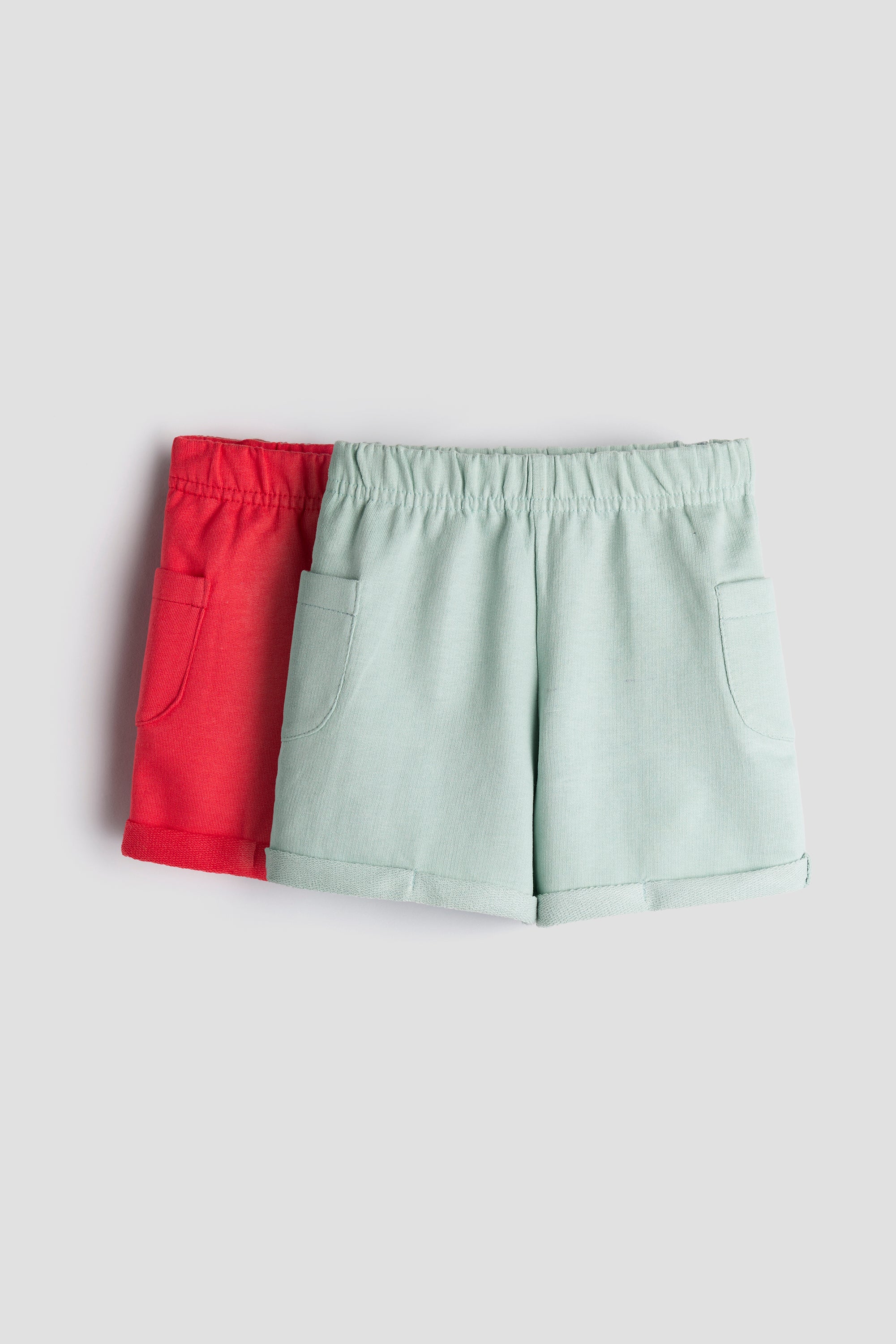 Urbanrac Everyday Comfort Kids’ Shorts - Pack of 2 (Red & Mint Green)