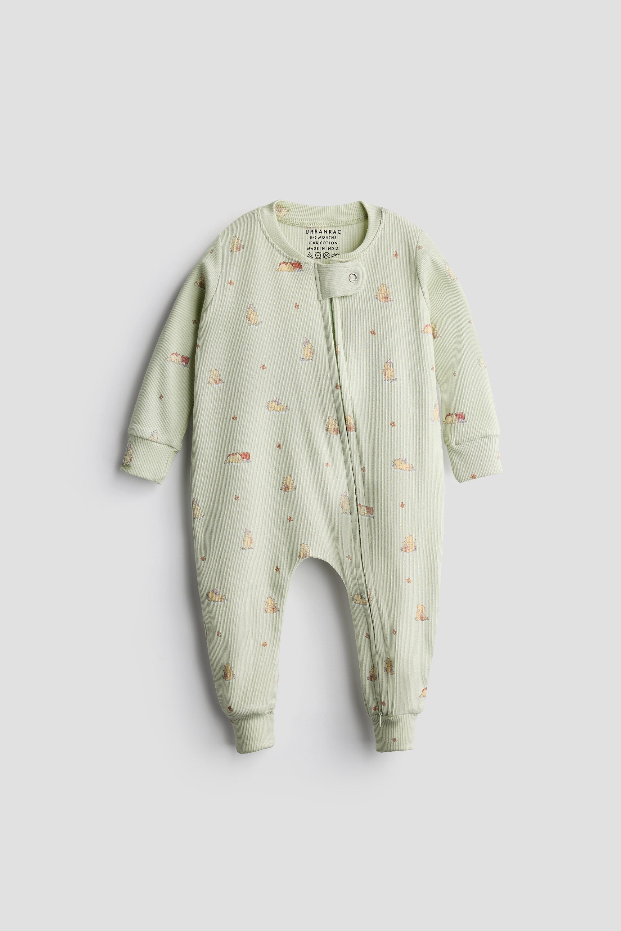 Urbanrac 2 Way Double Zipper Sleepsuit in Sage Green For Babies