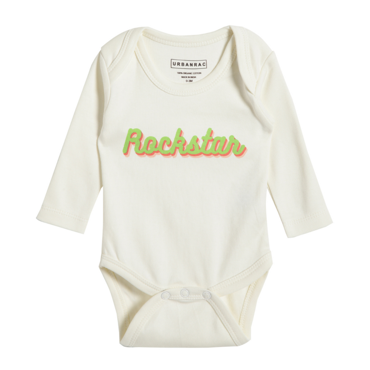 Urbanrac GOTS Certified Organic Cotton Full Sleeves Baby Onesies - Rockstar