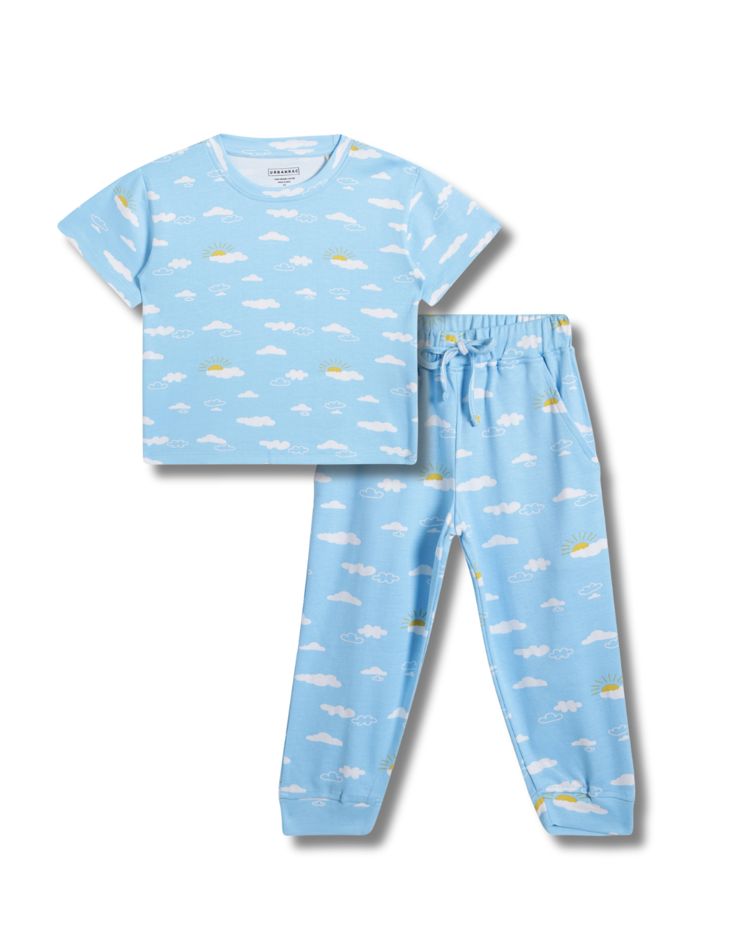Urbanrac GOTS Certified Organic Cotton Sleepwear Set for Toddlers - Cloud Print