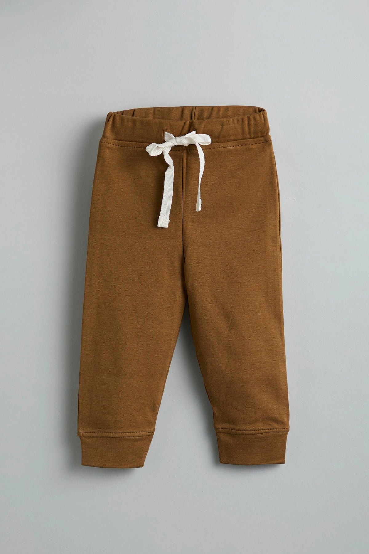 Urbanrac GOTS Certified Organic Cotton Brown Baby Pants With Drawstring