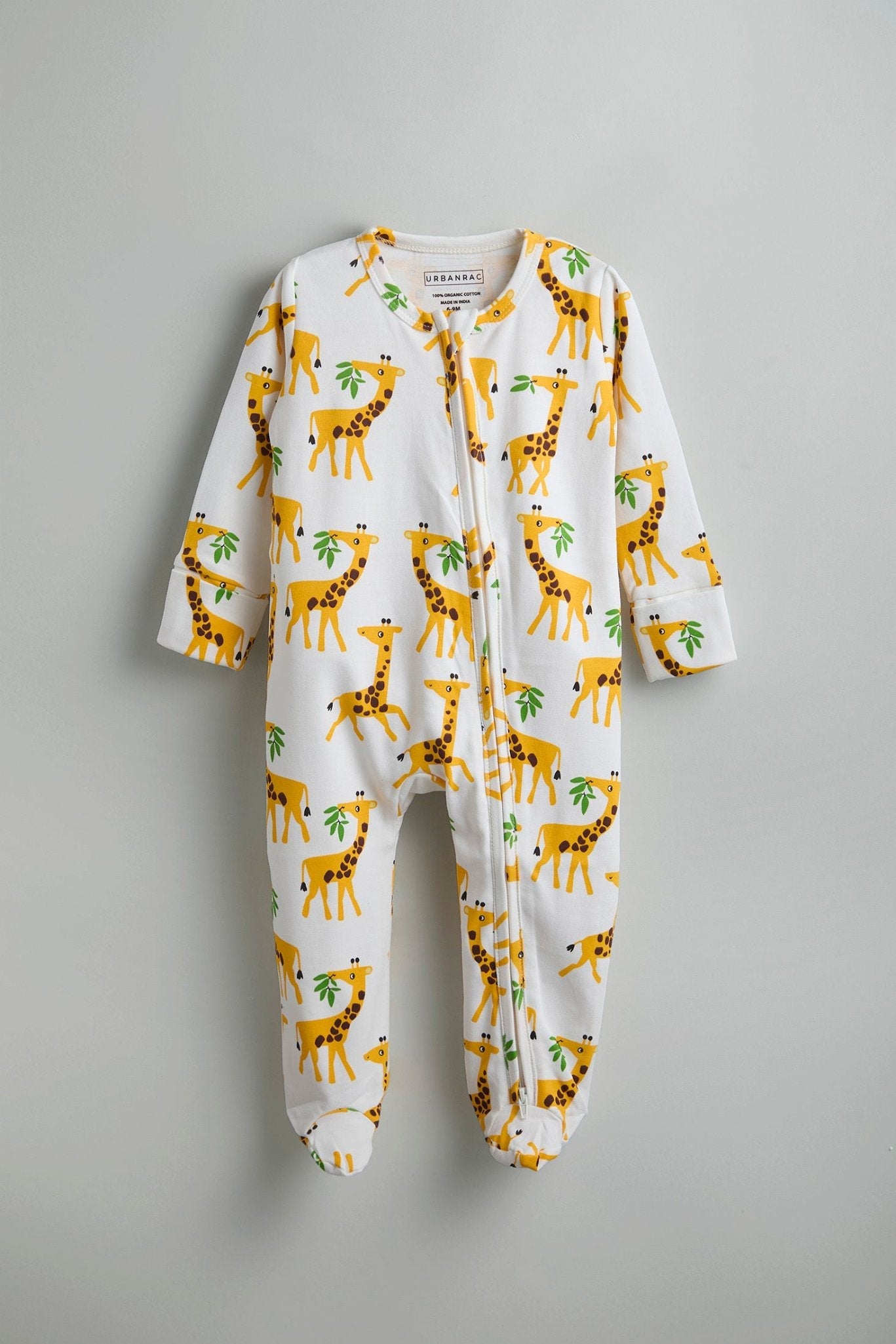Urbanrac GOTS Certified Organic Cotton Sleepwear for Babies - Giraffe Print