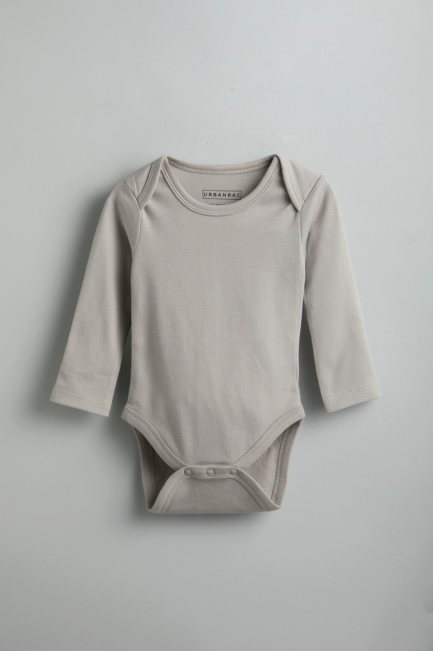 Urbanrac GOTS Certified Organic Cotton Full Sleeves Baby Onesies Solid Grey