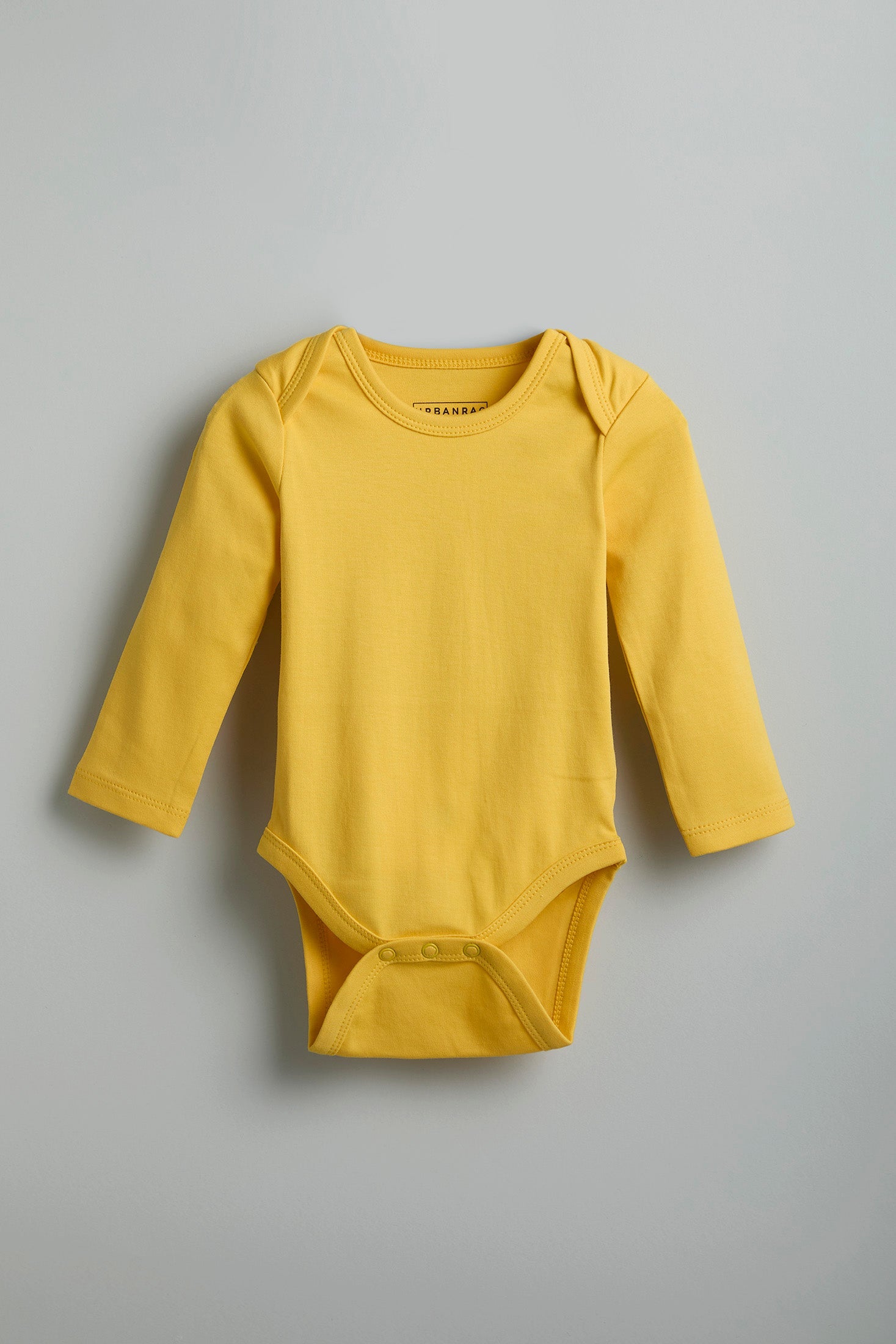 Urbanrac GOTS Certified Organic Cotton Full Sleeves Baby Onesies Solid Yellow