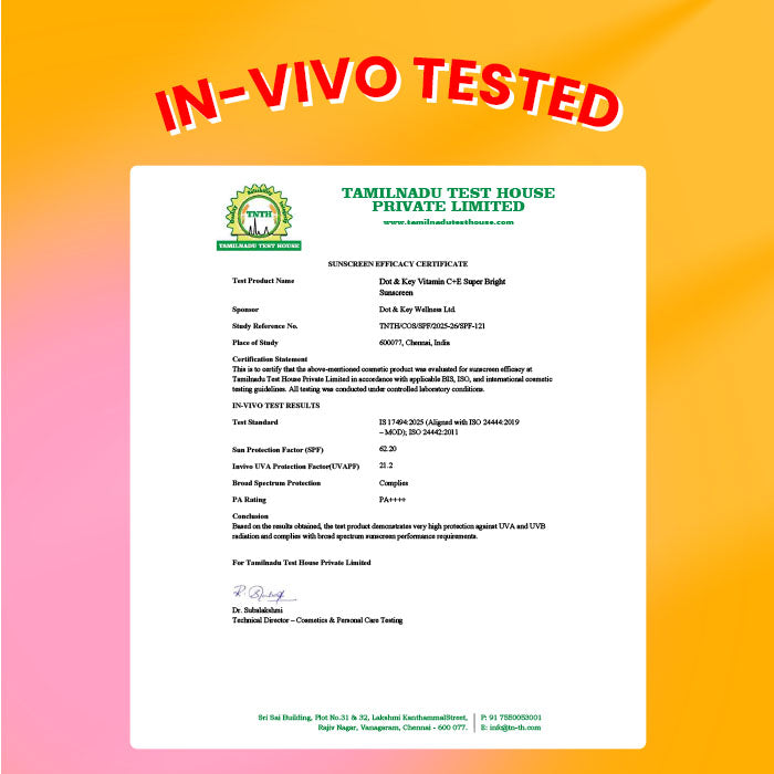 Dot & Key Vitamin C + E Sunscreen, IN-VIVO Tested SPF 50+ PA++++ - 80g