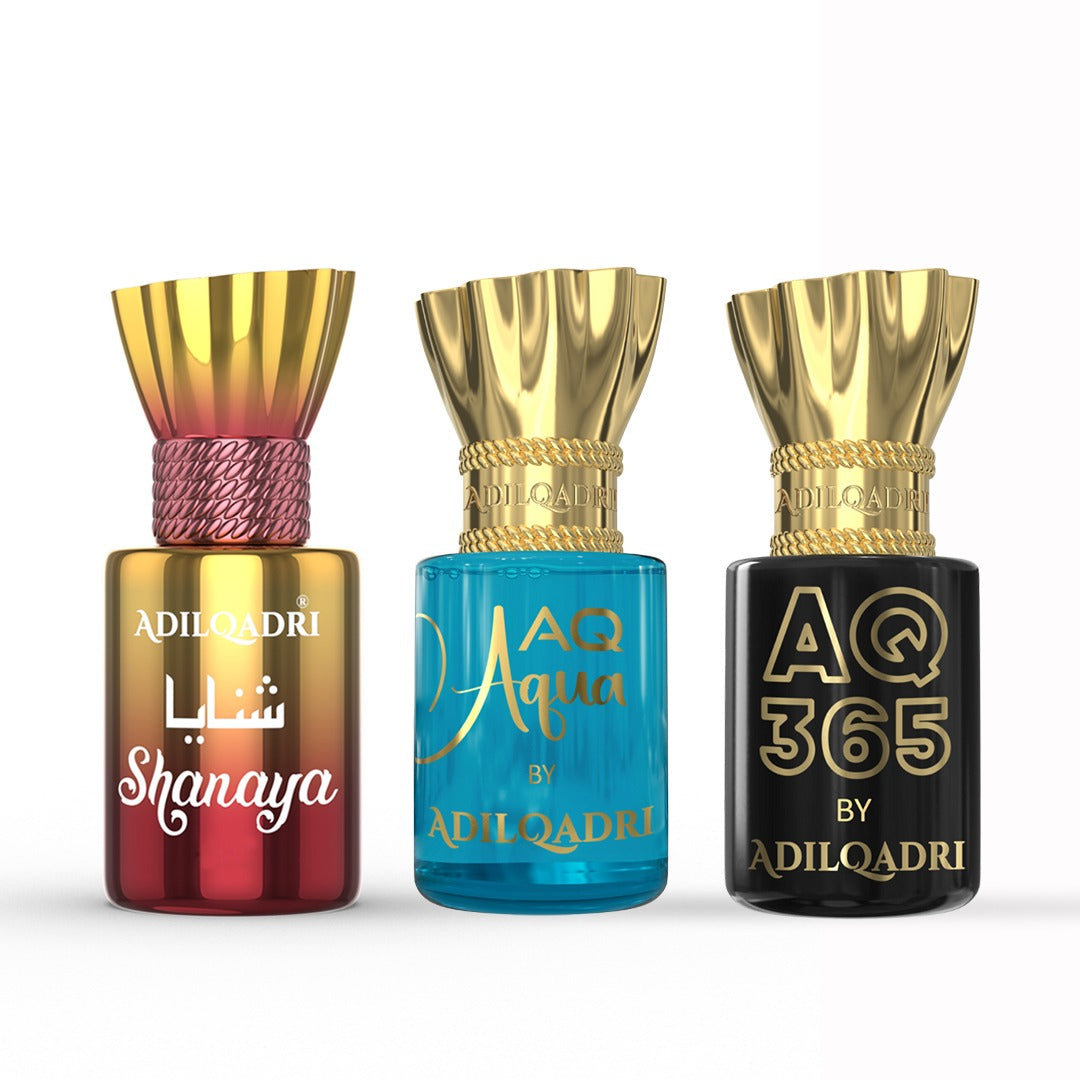 AdilQadri 3 Pcs Attar Set Shanaya, AQ Aqua And AQ 365 5.5 ML Each