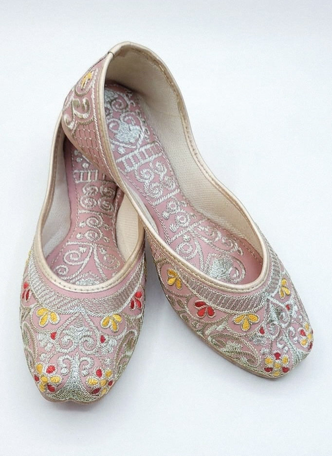 Dhajcraft Peach Embroidered Wedding Jutti - Hand wash