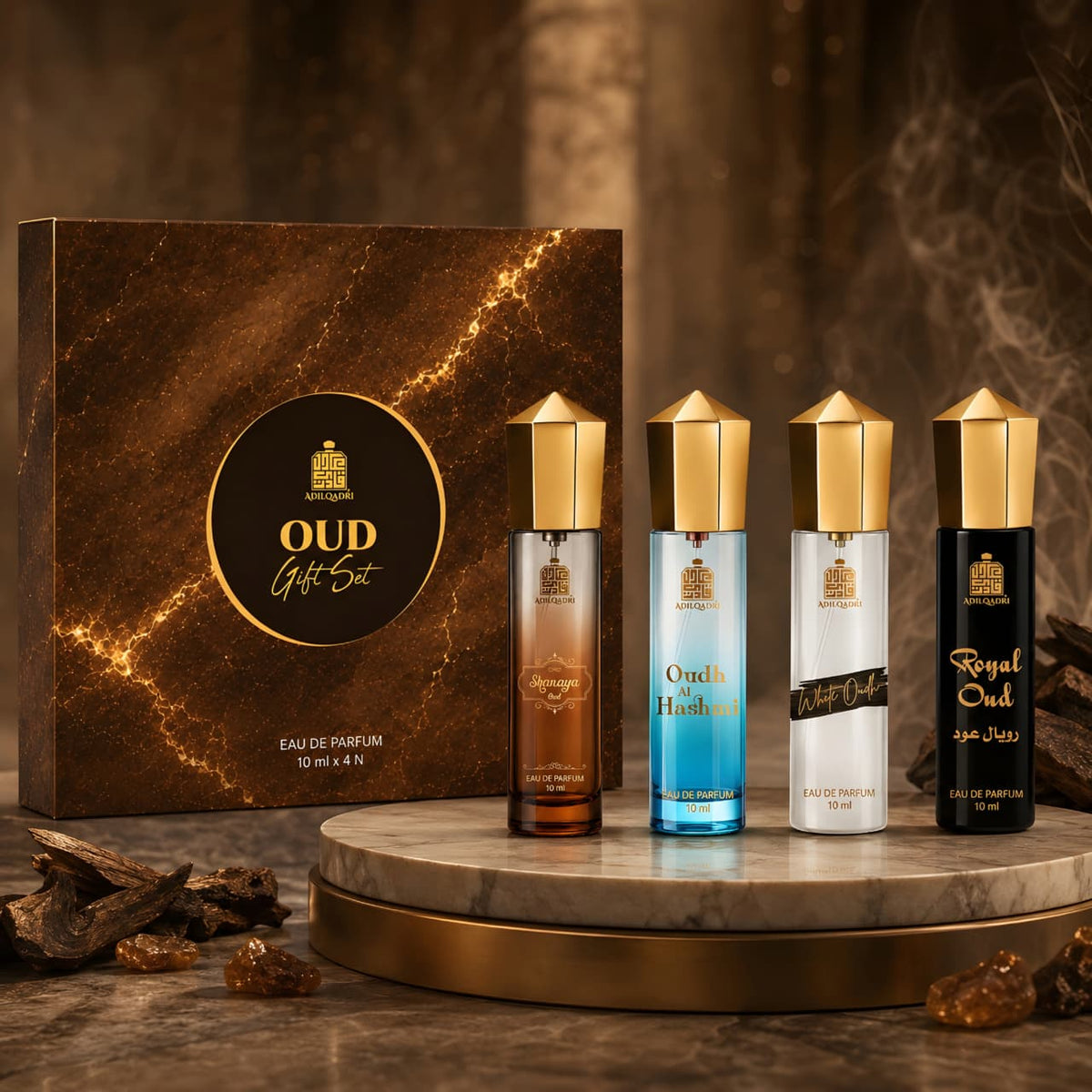 AdilQadri Oud Perfume Gift Set 4 Pcs Set of Premium Perfume Spray