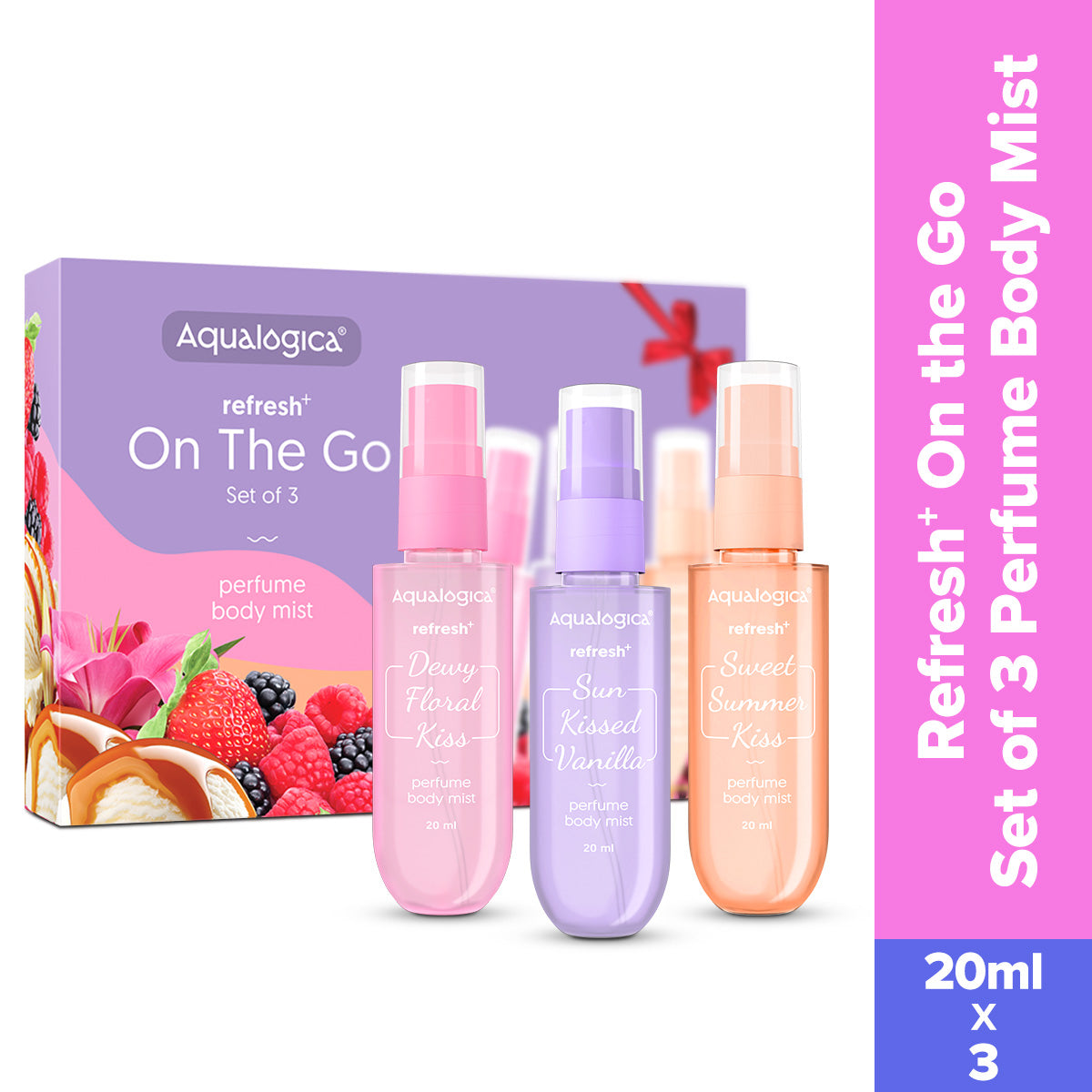 Aqualogica Refresh+ On The Go - Set Of 3 (20ml) Perfume Body Mist