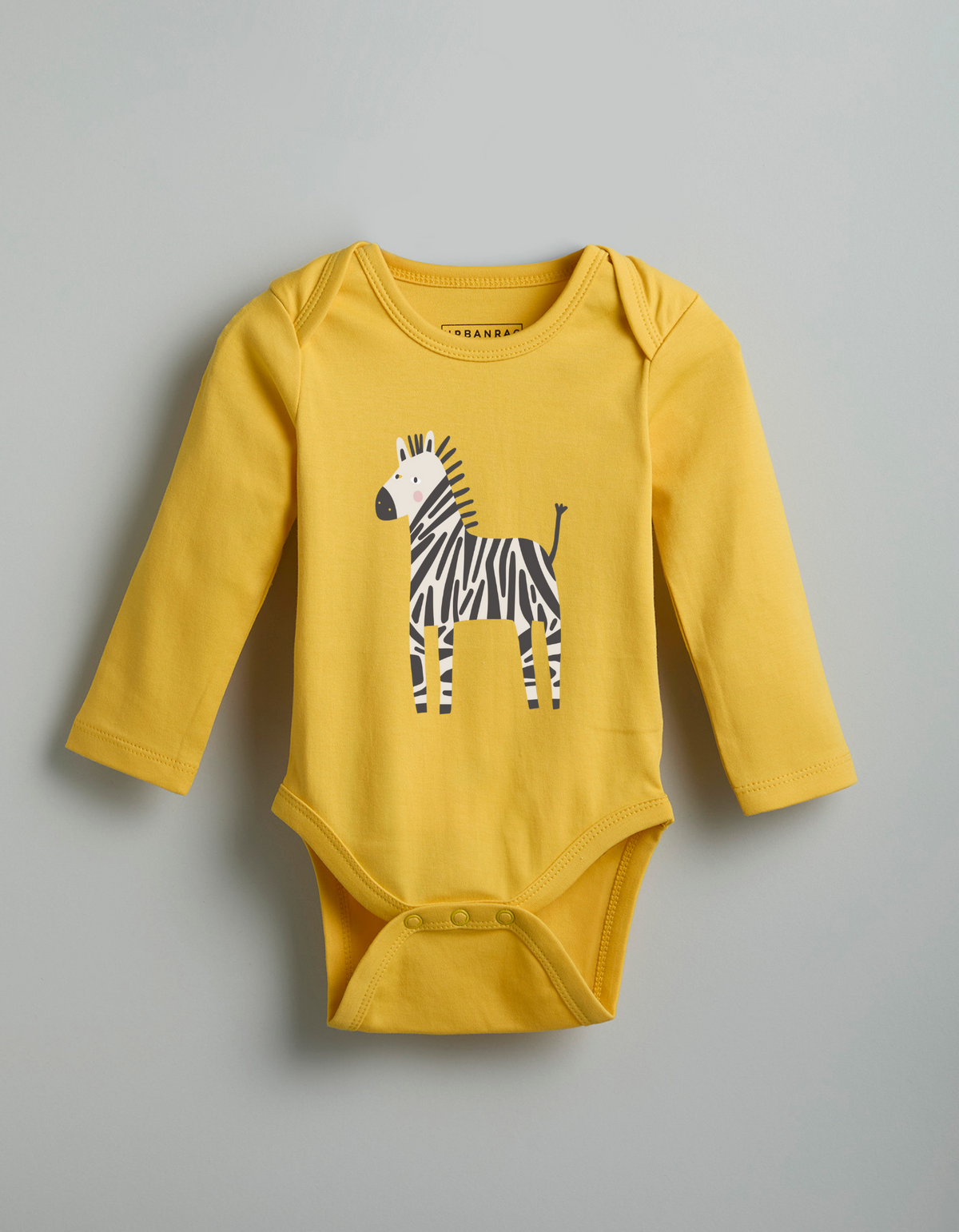 Urbanrac GOTS Certified Organic Cotton Full Sleeves Onesies - Yellow Giraffe Print