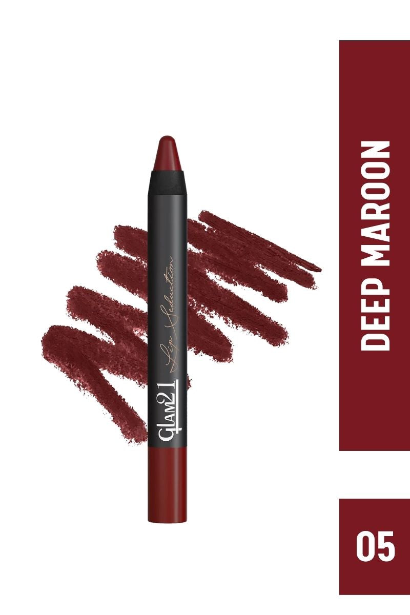 Glam21 Lip Seduction Non- Transfer Matte Lipstick - Deep Maroon