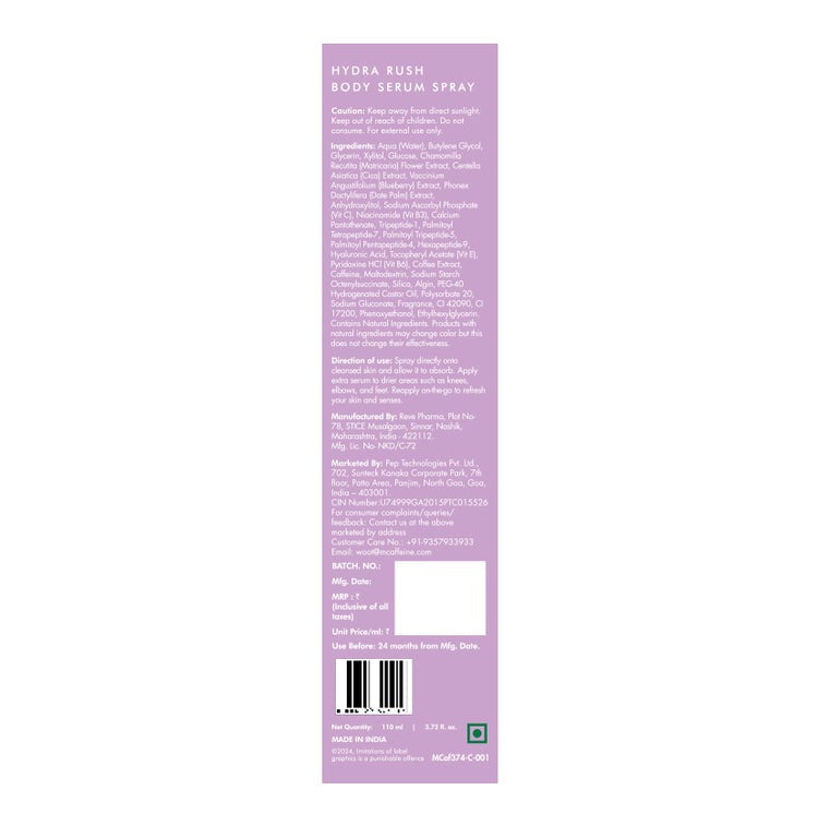 mCaffeine Hydra Rush Body Serum Spray - Blueberry Burst