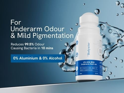 Be Bodywise 4% AHA BHA Underarm Roll On - 50 mL - Aqua