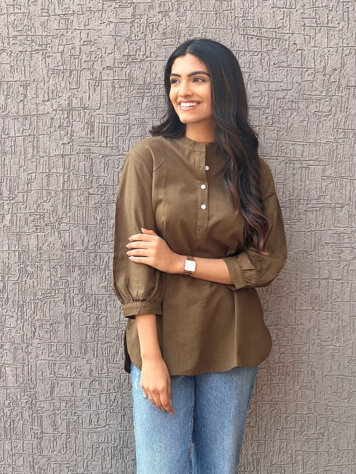 Sugnaa Short Kurta - Olive