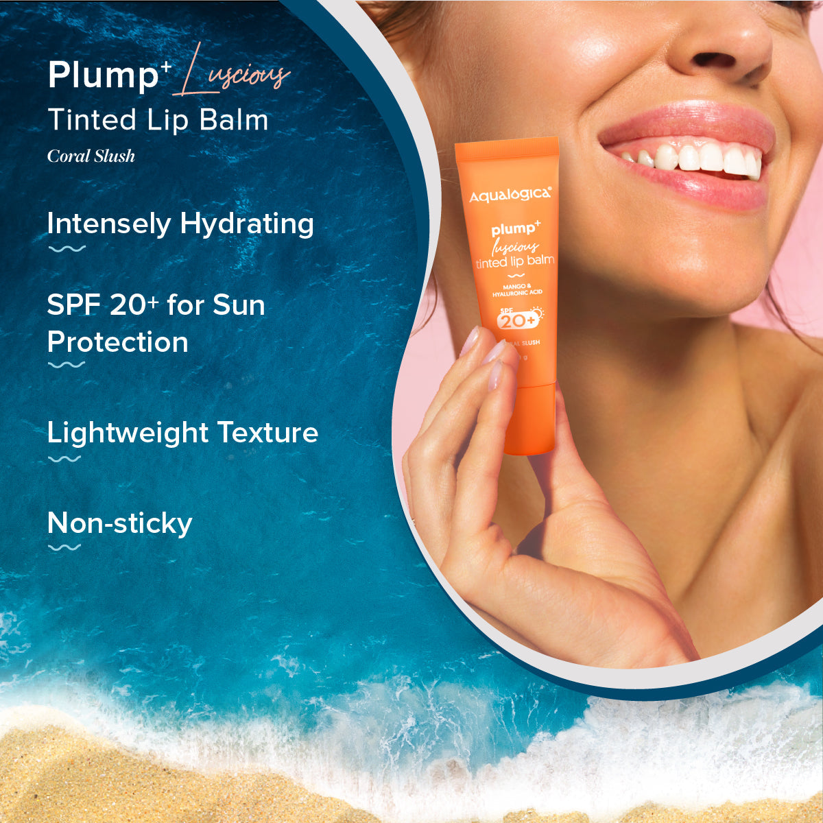 Aqualogica Coral Slush Plump+ Luscious Tinted Spf 20+ Lip Balm