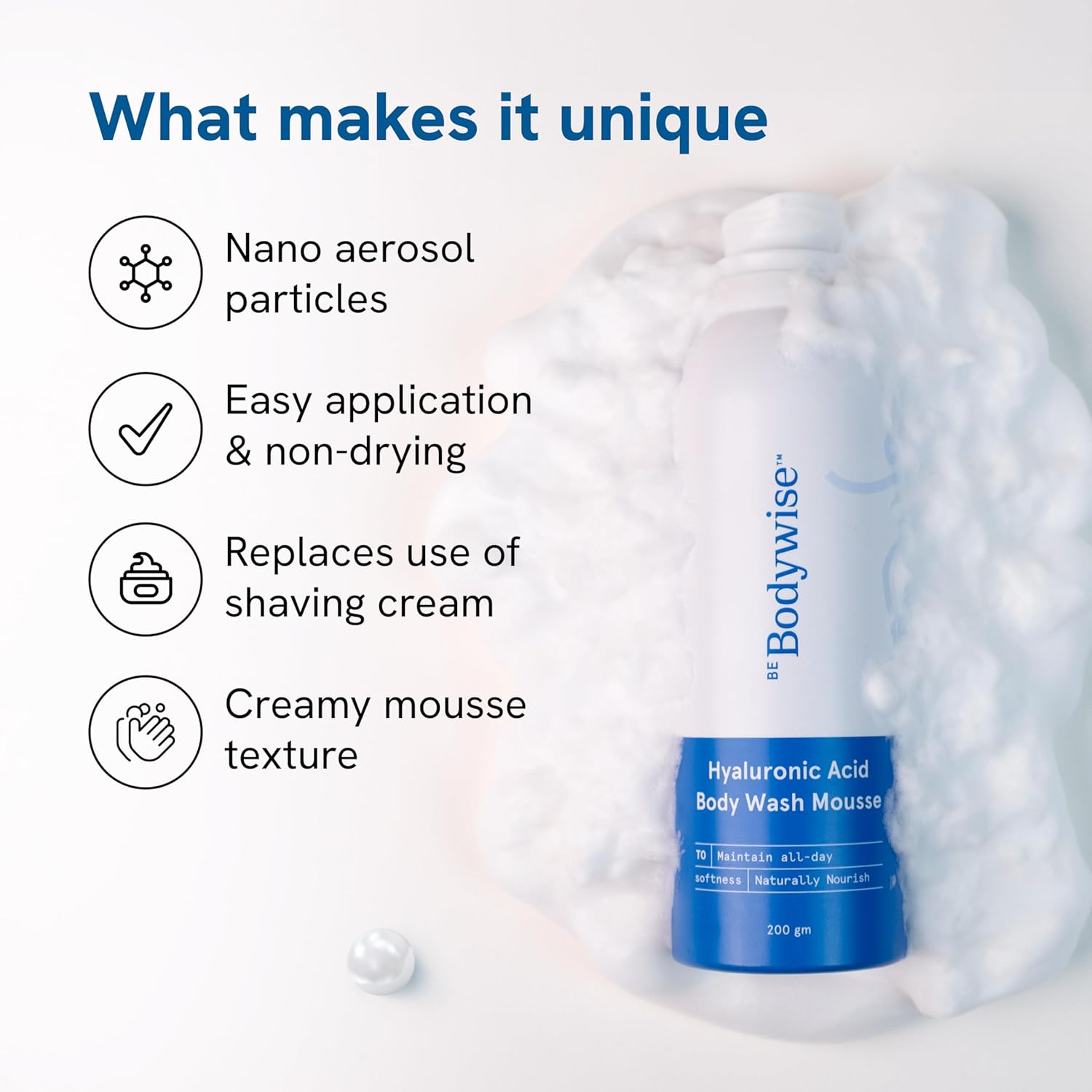 Be Bodywise 1% Hyaluronic Acid Body Wash Mousse