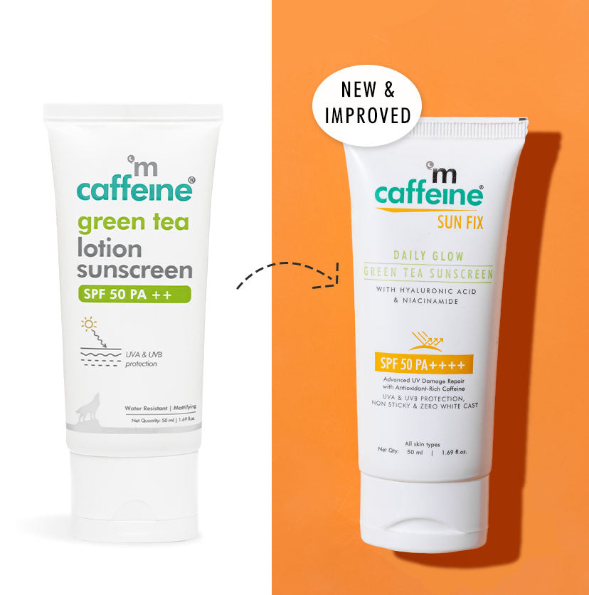 mCaffeine Daily Glow Green Tea Sunscreen Spf 50 Pa++++ With Niacinamide - 50ml