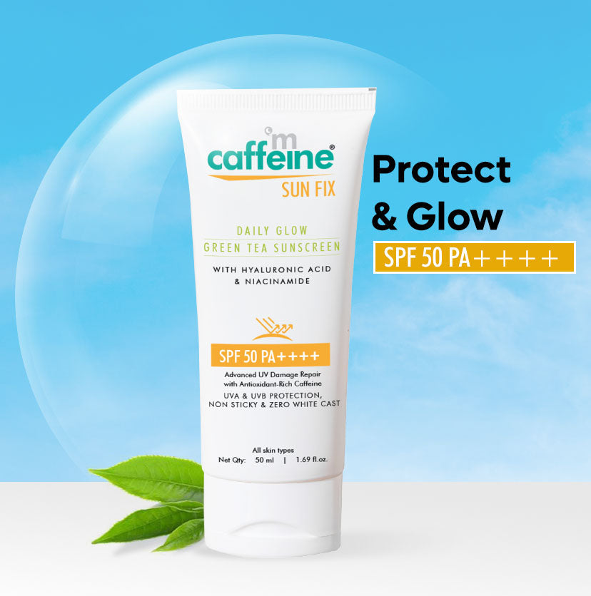 mCaffeine Daily Glow Green Tea Sunscreen Spf 50 Pa++++ With Niacinamide - 50ml