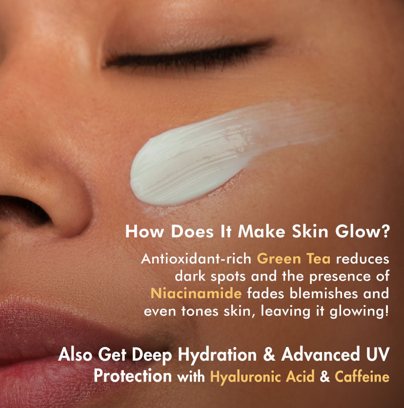 mCaffeine Daily Glow Green Tea Sunscreen Spf 50 Pa++++ With Niacinamide - 50ml