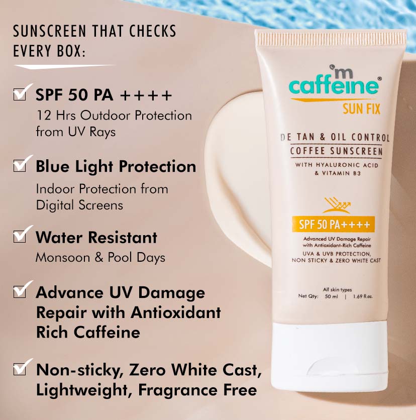 mCaffeine Detan & Oil Control Coffee Sunscreen Spf 50 Pa++++ 50ml