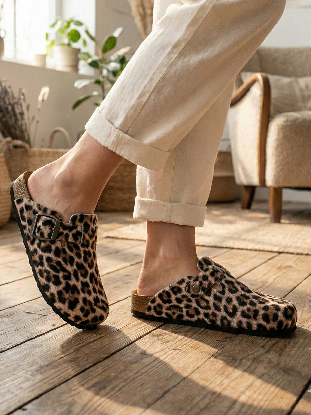 LYDC Brixton Leopard Print Clogs Sandals for Women - Leopard Print