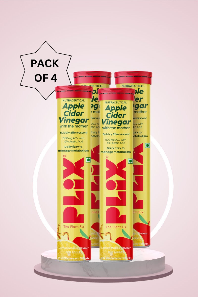 Plix ACV Effervescent Tablets - 15 (Lemon Masala, Pack of 4)