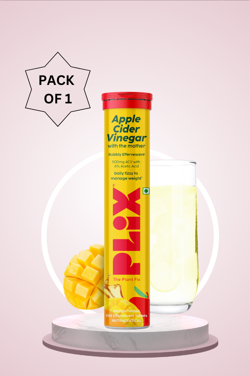 Plix Apple Cider Vinegar Effervescent Tablets (Mango, Pack of 1)