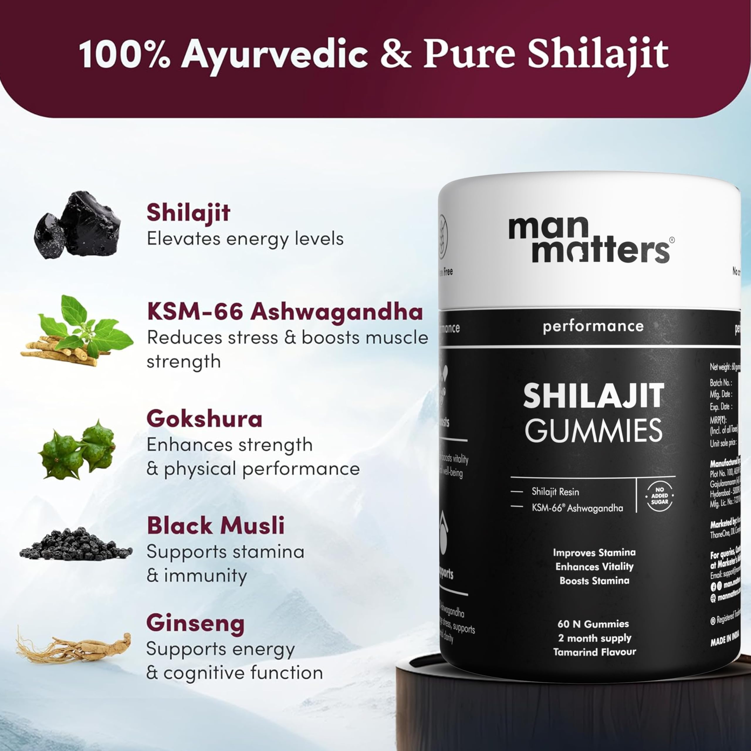 Man Matters Shilajit Gummies (60N - 1 Month Pack)