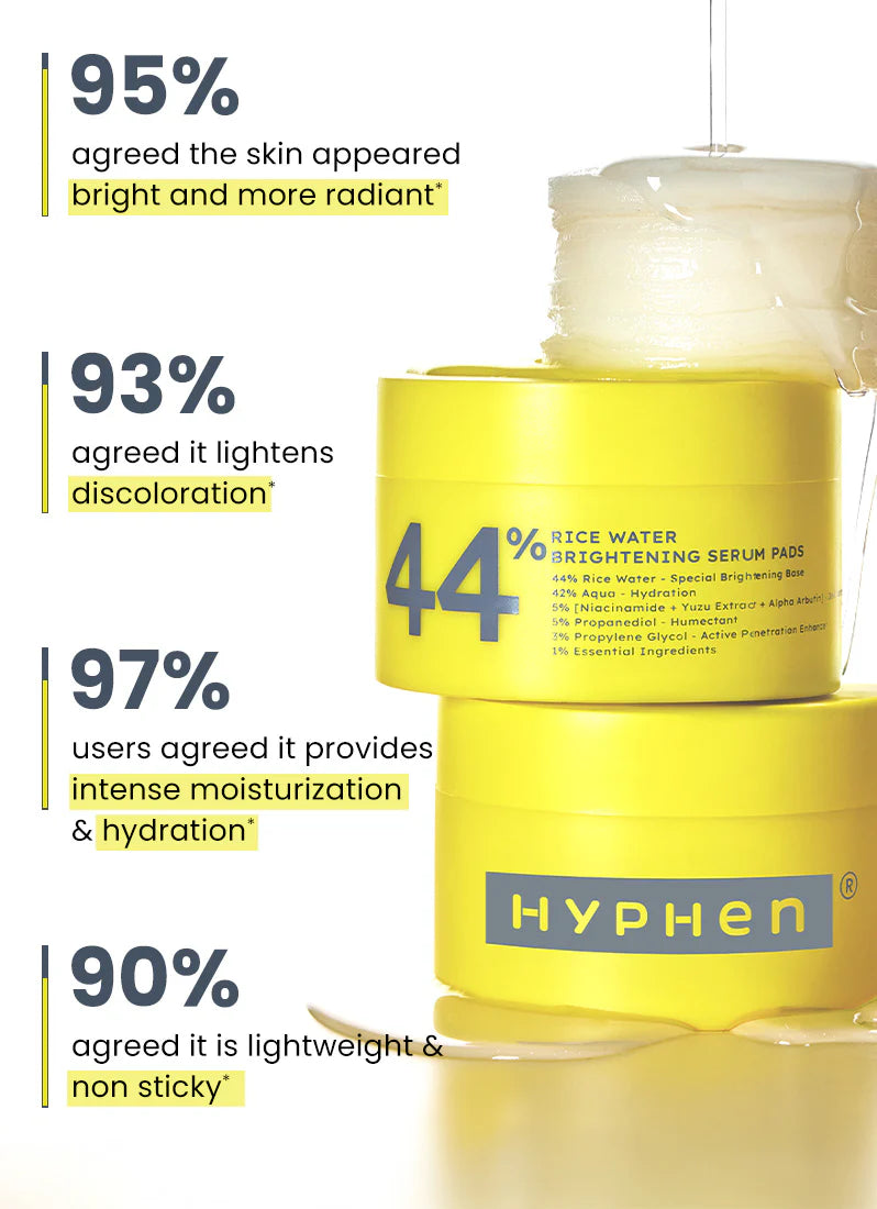 Hyphen 44% Rice Water Brightening Serum Pads - 50 Pads