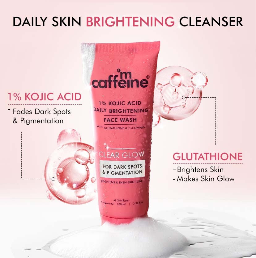 mCaffeine Clear Glow 1% Kojic Acid Daily Brightening Face Wash - 100ml