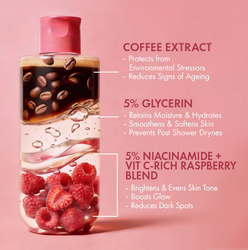 mCaffeine Brightening Raspberry Body Wash (Vitamin C Rich) -300ml