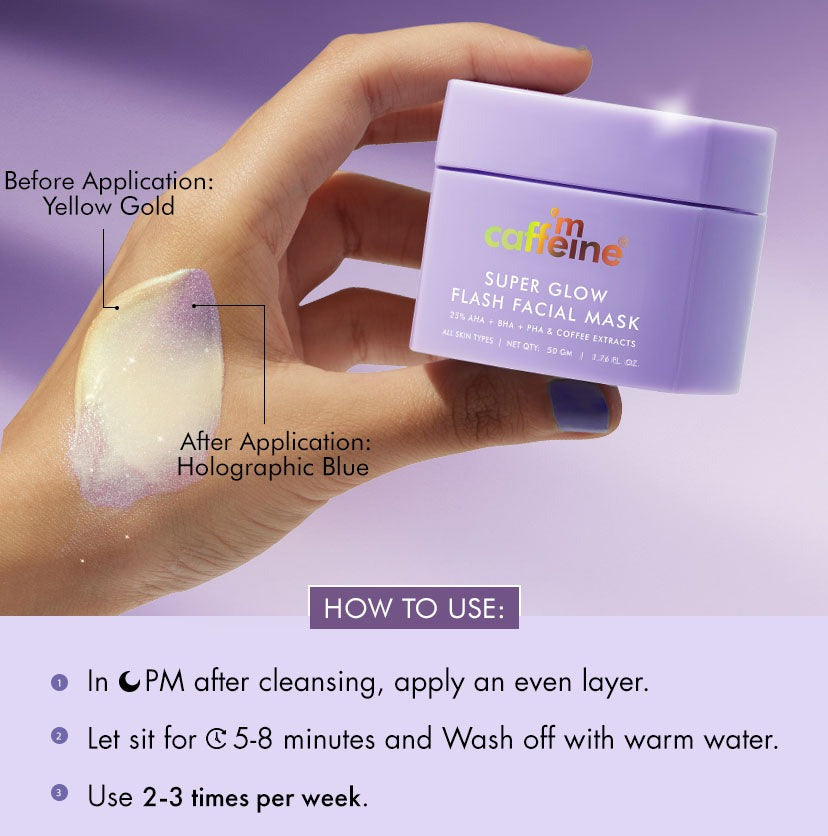 mCaffeine Super Glow Flash Facial Face Mask - 50gm