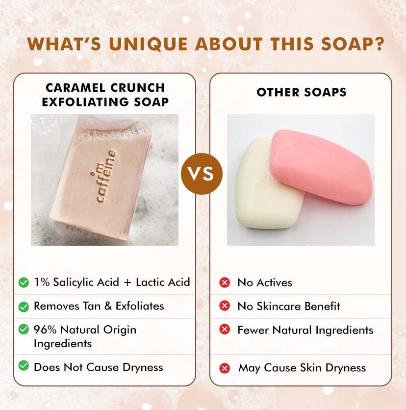 mCaffeine Caramel Crunch Exfoliating Soap (Pack of 3)