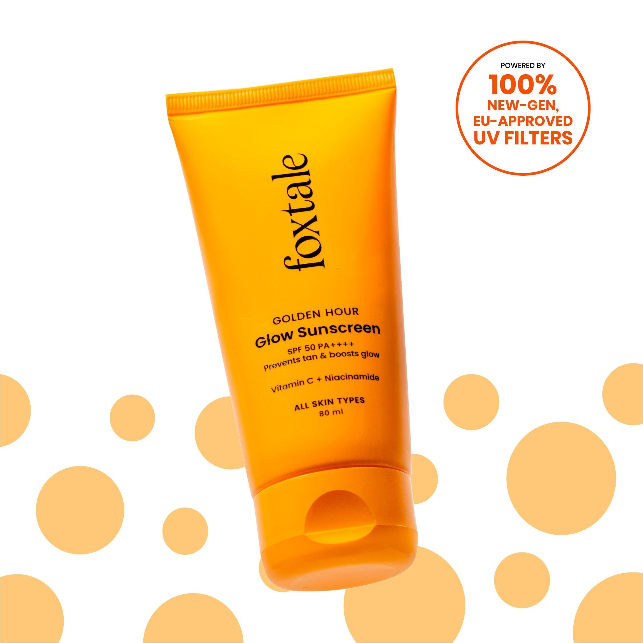 Foxtale Glow sunscreen SPF 50, In-Vivo Tested with PA++++ - 80ml
