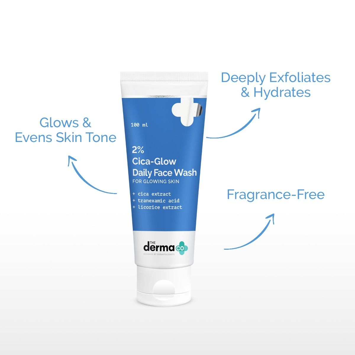 Derma Co 2% Cica-Glow Daily Face Wash with Tranexamic Acid & Licorice Extract - 100ml