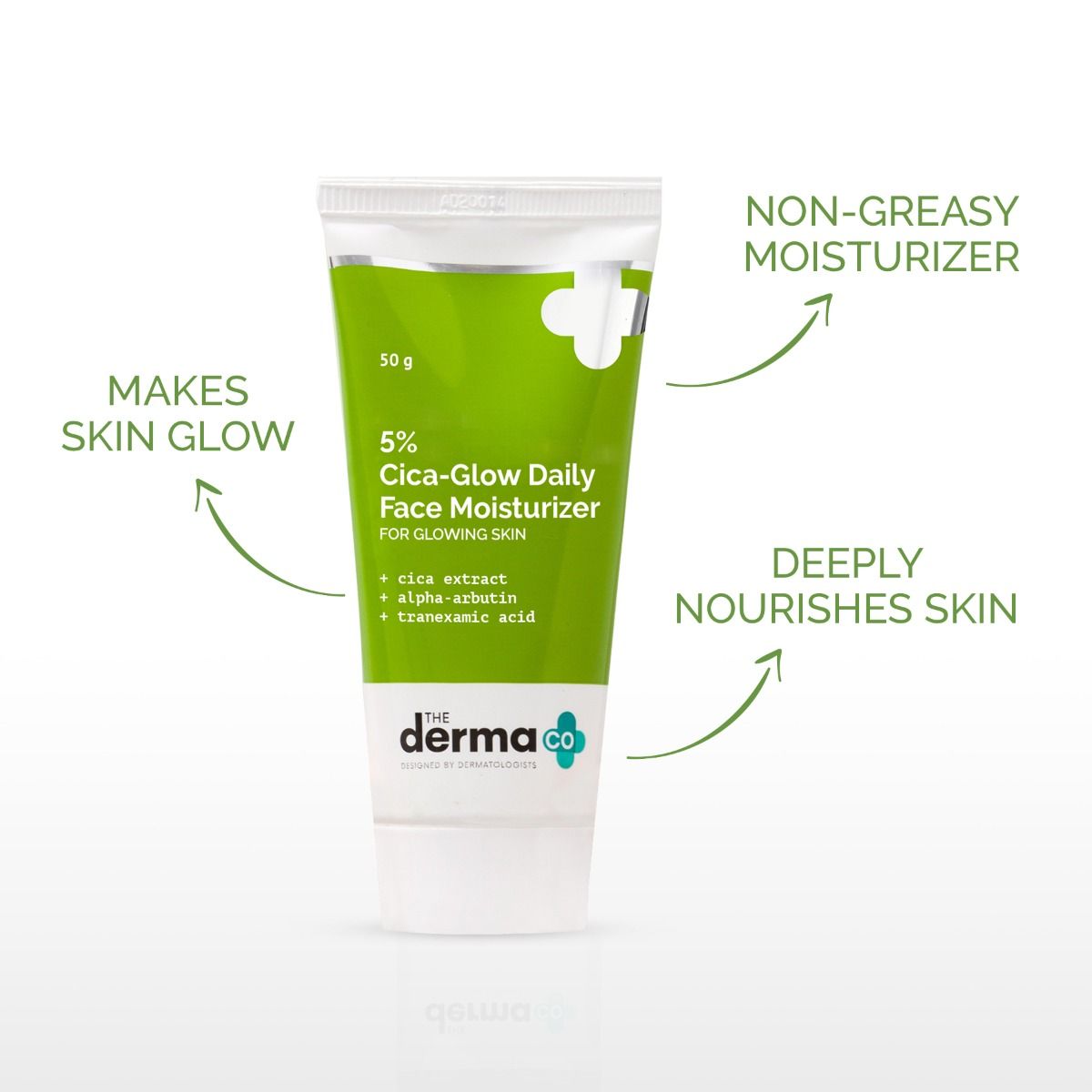Derma Co 5% Cica-Glow Daily Face Moisturizer with Alpha Arbutin & Tranexamic Acid - 50g