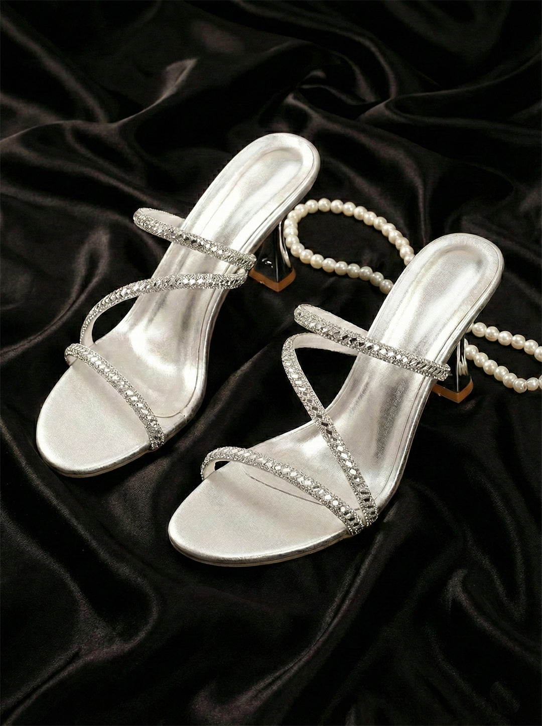 LYDC London - Silver Kitten Heels Sandals for women - Silver