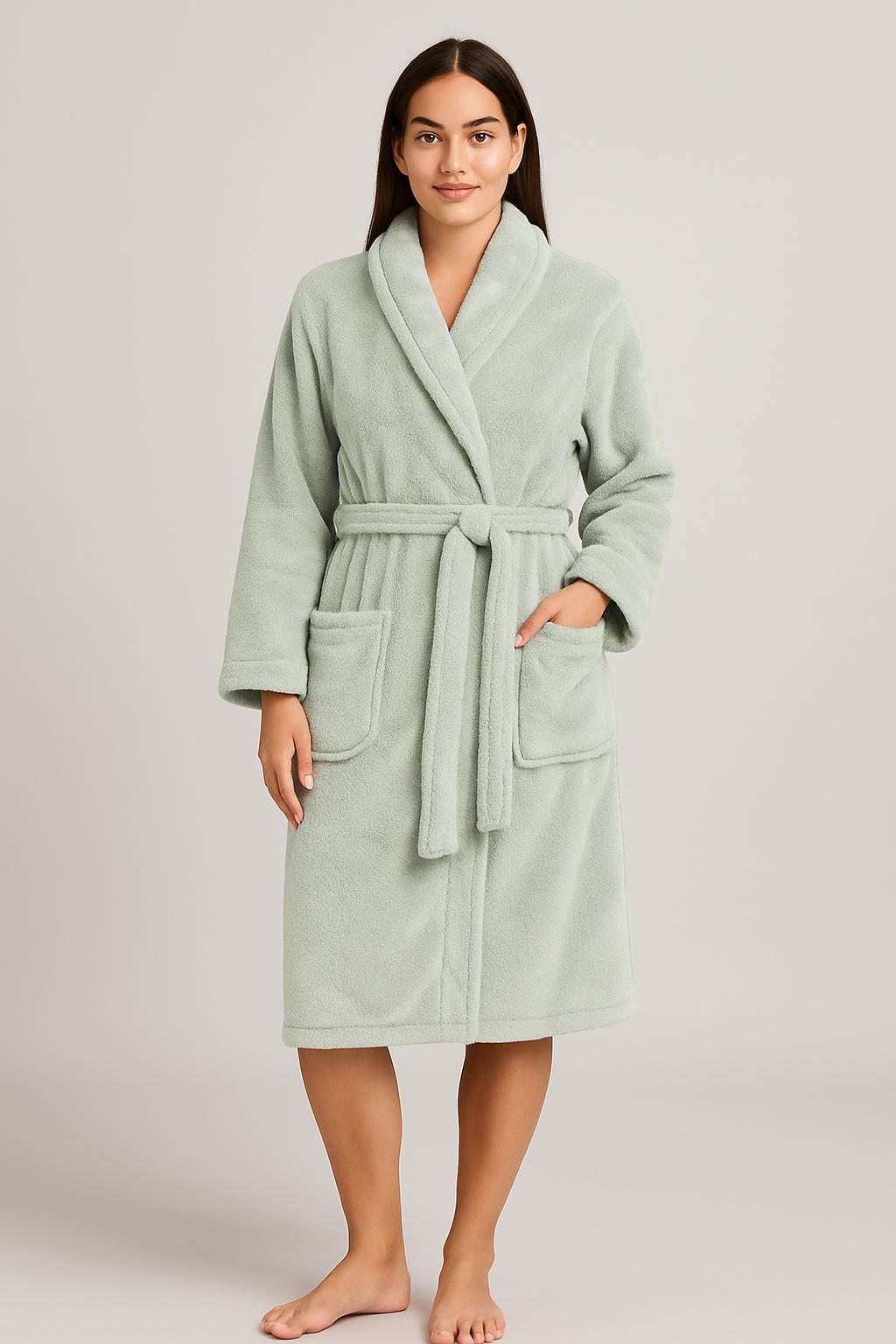 Personal Touch Feel Me Microfiber Bath Robes - Seige Green