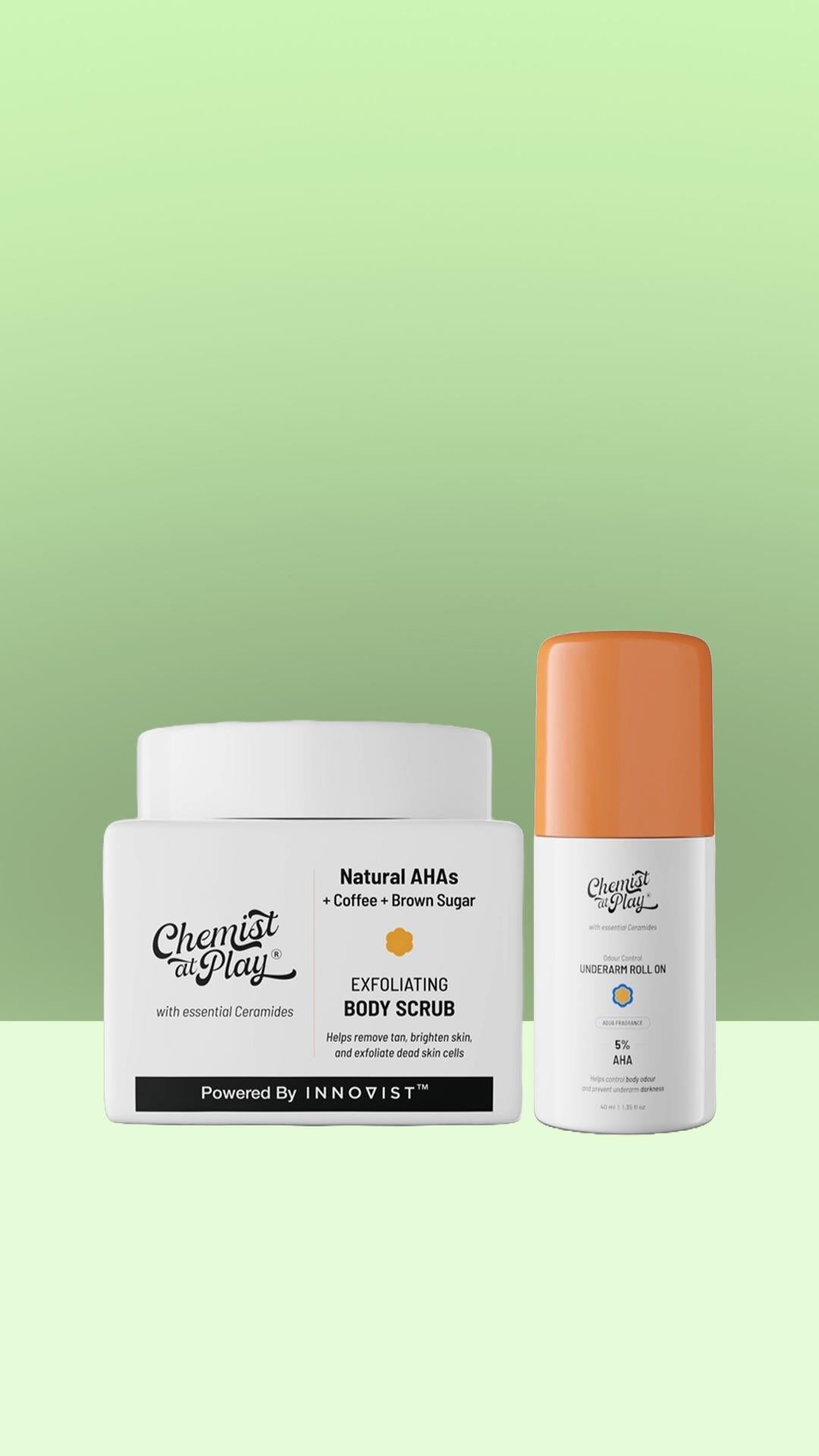 Chemist at Play Exfoliating Body Scrub & Roll On With AHA & Coffee