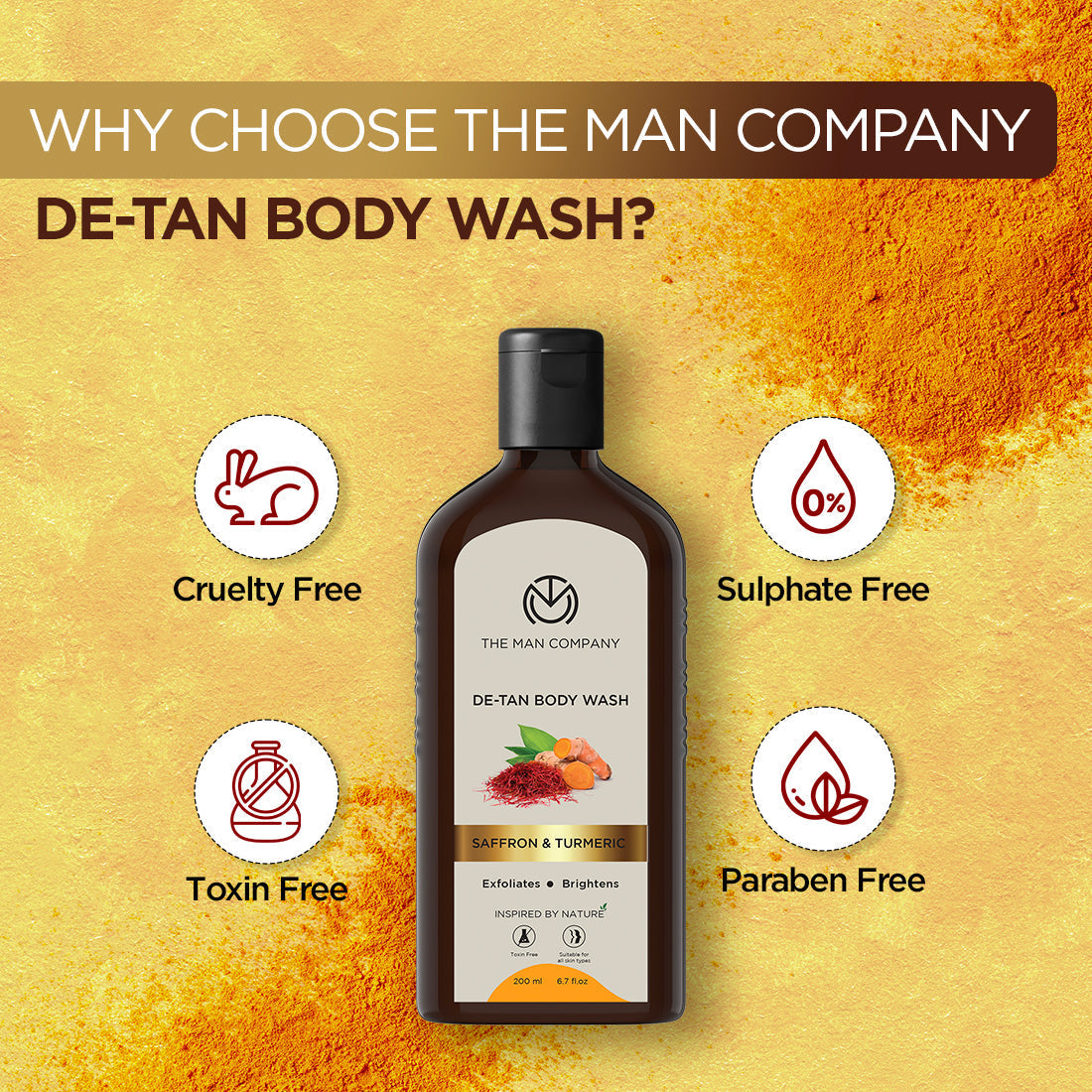The Man Company De-Tan Saffron & Turmeric Body Wash - 200ml