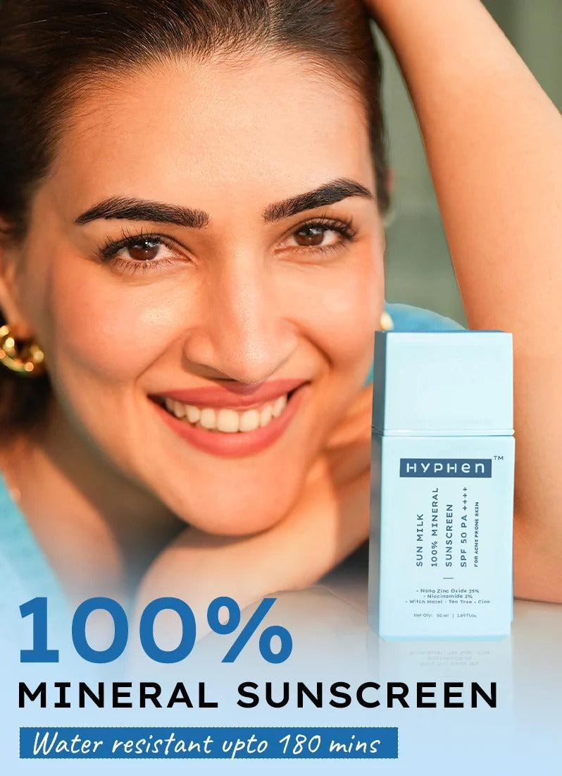 Hyphen Sun Milk 100% Mineral Sunscreen Spf 50 Pa++++